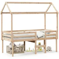 vidaXL Hoogslaper met dak massief grenenhout 90x190 cm