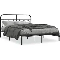 vidaXL Bedframe met hoofdbord metaal zwart 140x190 cm