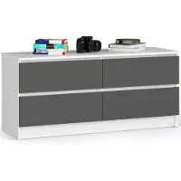 Akord Ladekast K120 met 4 Lades / Furniture Factory / Wit - Grafietgrijs / 120 x 55 x 40 cm
