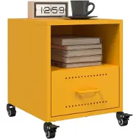 vidaXL Nachtkastjes 2 st 36x39x43,5 cm staal mosterdgeel