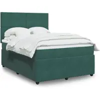 vidaXL Boxspring met matras fluweel donkergroen 160x200 cm