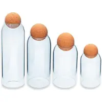 Intirilife glazen voorraadbussen met kurkbol 4-delige set - 1,2 l / 930 ml / 670 ml / 400 ml inhoud - glazen voorraadpot