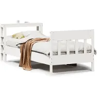 vidaXL Bedframe zonder matras massief grenenhout wit 90x200 cm