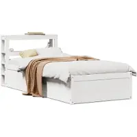 vidaXL Bedframe met hoofdbord massief grenenhout wit 90x190 cm