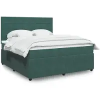 vidaXL Boxspring met matras fluweel donkergroen 180x200 cm