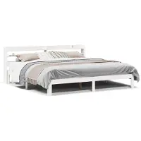 vidaXL Bedframe met hoofdeinde, zonder matras, wit, 200x200 cm