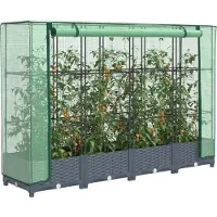 vidaXL Verhoogde plantenbak met kashoes rotanlook 160x40x123 cm