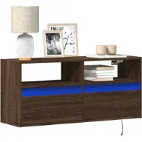 vidaXL Tv-wandmeubel met LED-verlichting 100x31x45 cm bruin eikenkleur