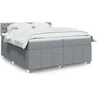 vidaXL Boxspring met matras stof lichtgrijs 200x200 cm