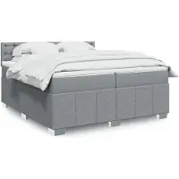 vidaXL Boxspring met matras stof lichtgrijs 200x200 cm