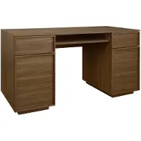 Sweeek - Bureau houteffect bureau 2 deuren 2 laden 1 nis l 140 x b 55 x h 77cm - kuba