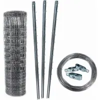 Aquagart 150m wildhek, boshek, weidehek, geknoopt draadgaas 150/19/15 + palen + spandraad