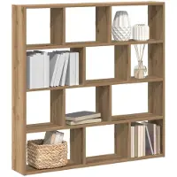 Super Merchant Wandschap kubus 12 vakken bewerkt hout artisanaal eikenkleurig