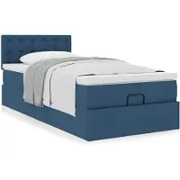 vidaXL Bed met matras 90x200 cm stof blauw