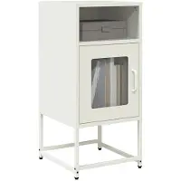 vidaXL Nachtkastje 36x39x78 cm koudgewalst staal wit