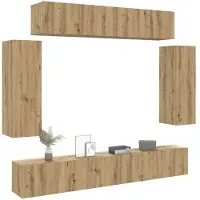 vidaXL 6-delig Tv-meubelset wandmontage bewerkt hout artisanaal eiken