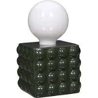 Home Deco Factory Tafellamp keramisch - groen - LED lamp - 10 x 10 x 17 cm - modern - batterijen - draadloos