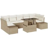 vidaXL Tuinbank Set 8 st Beige en Crème