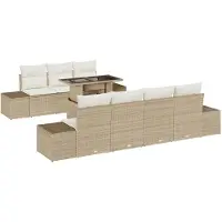vidaXL Bankstel met kussen 8 pcs Beige en Crème poly rattan