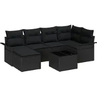 vidaXL Tuinbank Set 7 st Zwart poly rattan