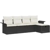 vidaXL Tuinbank Set 5 st Zwart en Crème poly rattan