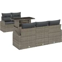 vidaXL Tuinbank Set 6 st Grijs poly rattan