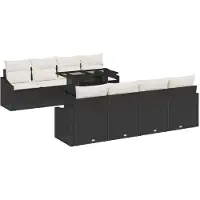 vidaXL Tuinbank Set 7 st Zwart en Crème poly rattan