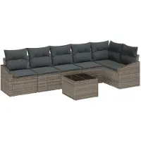 vidaXL Tuinbank Set 7 st Lichtgrijs poly rattan
