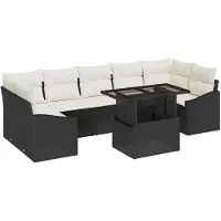 vidaXL Tuinbank Set 8 st Zwart en Crème poly rattan