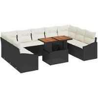 vidaXL Tuinbank Set 10 st Zwart en Crème