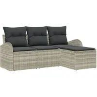 vidaXL Tuinbank Set Lichtgrijs poly rattan