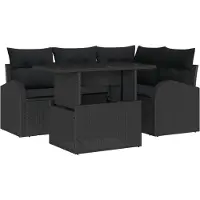 vidaXL Tuinbank Set 5 st Zwart poly rattan
