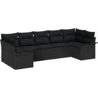 vidaXL Tuinbank Set 7 st Zwart poly rattan