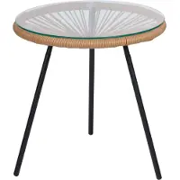 Arti Casa Bijzettafel Acapulco - Salontafel met Glasblad en Metaal - Bijzettafeltje voor Woonkamer - Ø45 x 45 cm - Modern Design
