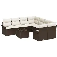 vidaXL Tuinbank Set 9 st Bruin poly rattan