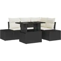 vidaXL Tuinbank Set 5 st Zwart en Crème poly rattan