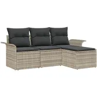 vidaXL Bankstel 4 st 4-Aantal zitplaatsen Grijs poly rattan