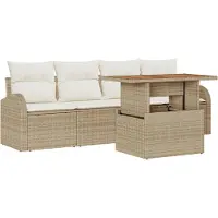 vidaXL Tuinbank Set 5 st Beige en Crème