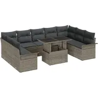 vidaXL Tuinbank Set 10 st Grijs Poly rattan