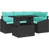 vidaXL Tuinbank Set 6 st Zwart en Crème poly rattan