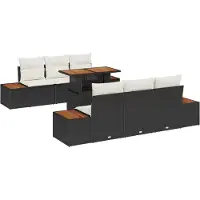 vidaXL Tuinbank Set 7 st Zwart en Beige