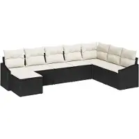 vidaXL Tuinset met 8 zitplaatsen, zwart en crème, van polyrotan