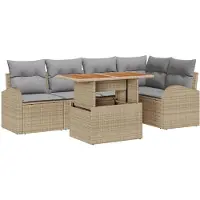vidaXL Tuinbank Set 6 st beige en lichtgrijs
