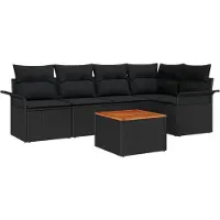 vidaXL Tuinbank Set 6 st Zwart poly rattan