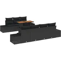 vidaXL Tuinbank Set 8 st Zwart Poly rattan