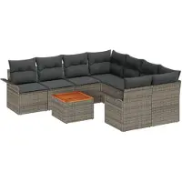vidaXL Tuinset met 9 stukken, grijs, van polyrotan