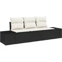 vidaXL Tuinbank Set 3 st Zwart en Crème poly rattan