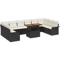 vidaXL Tuinbank Set 11 st Zwart en Crème poly rattan
