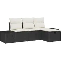 vidaXL Bankstel 4 st poly rattan