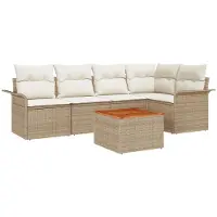 vidaXL Tuinbank Set 6 st Beige poly rattan